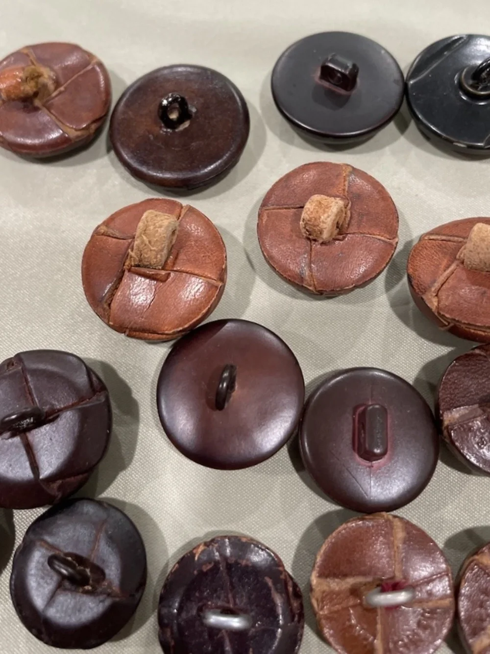 Brown Leather Buttons Vintage Braided Shank Button Lot of 51 for Coats Blazers
